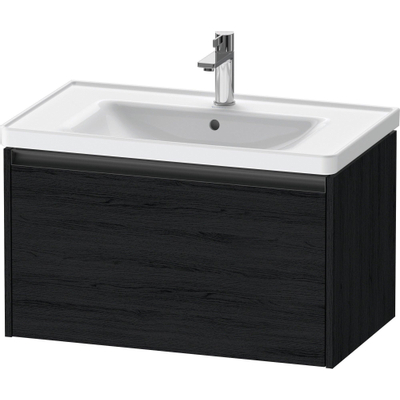 Duravit Ketho.2 Wastafelonderbouwkast - met 1 lade - 78.4x45.5x44cm - met greep antraciet - eiken zwart mat