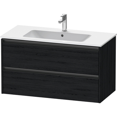 Duravit Ketho 2 meuble sous-lavabo avec 2 tiroirs 101x48x55cm avec poignées chêne anthracite noir mat