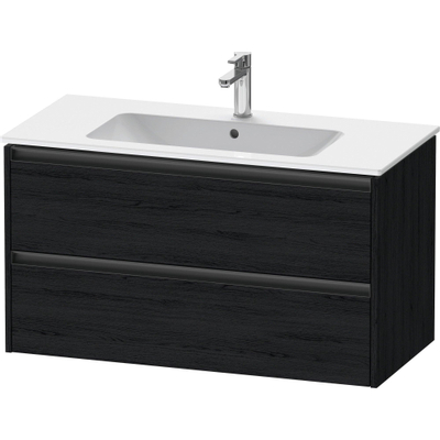 Duravit ketho 2 meuble sous lavabo avec 2 tiroirs 101x48x55cm avec poignées chêne anthracite noir mat