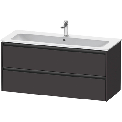 Duravit Ketho.2 Wastafelonderbouwkast - met 2 laden - voor enkele wastafel - 121x48x55cm - met grepen antraciet - grafiet supermat