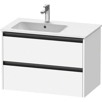 Duravit Ketho.2 Wastafelonderbouwkast - met 2 laden - voor waskom links - 81x48x54.9cm - met grepen antraciet - wit mat
