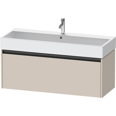 Duravit Ketho.2 Wastafelonderbouwkast - met 1 lade - voor enkele wastafel - 118.4x46x44cm - met greep antraciet - taupe mat