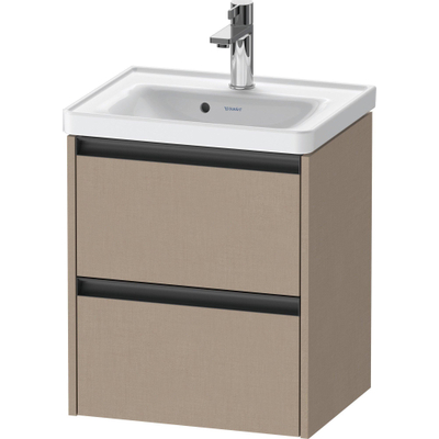 Duravit Ketho 2 Meuble sous-lavabo - 2 tiroirs - 48.4x37.5x54.9cm - poignées anthracite - lin lin mat