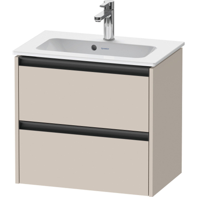 Duravit Ketho.2 Wastafelonderbouwkast - met 2 laden - 61x39x54.9cm - met grepen antraciet - taupe mat