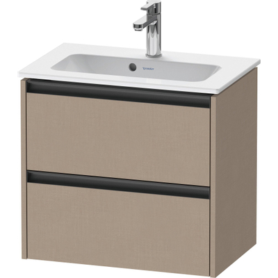Duravit Ketho.2 Wastafelonderbouwkast - met 2 laden - 61x39x54.9cm - met grepen antraciet - linnen mat