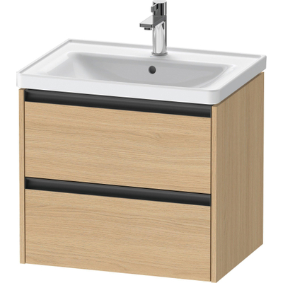 Duravit Ketho.2 Wastafelonderbouwkast - met 2 laden - 63.4x45.5x54.9cm - met grepen antraciet - natuur eiken mat