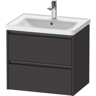 Duravit Ketho.2 Wastafelonderbouwkast - met 2 laden - 63.4x45.5x54.9cm - met grepen antraciet - grafiet supermat