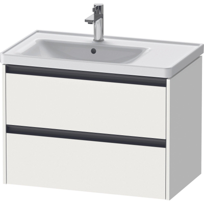 Duravit Ketho.2 Wastafelonderbouwkast - met 2 laden - voor waskom links - 78.4x45.5x54.9cm - met grepen antraciet - wit mat
