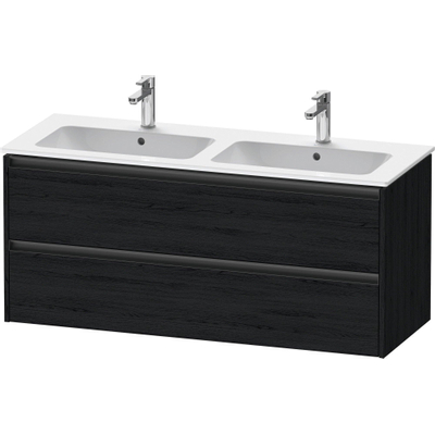Duravit ketho meuble avec 2 tiroirs pour double lavabo 128x48x55cm avec poignées chêne anthracite noir mat