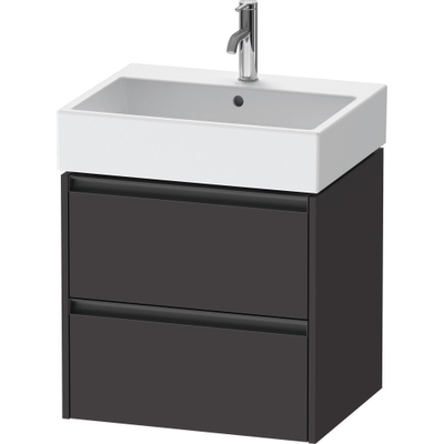 Duravit Ketho.2 Wastafelonderbouwkast - met 2 laden - 58.4x46x54.9cm - met grepen antraciet - grafiet supermat