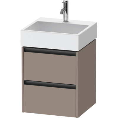 Duravit Ketho.2 Wastafelonderbouwkast - met 2 laden - 48.4x46x54.9cm - met grepen antraciet - basalt mat