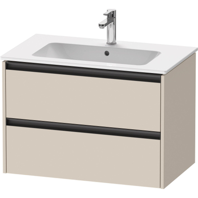 Duravit Ketho.2 Wastafelonderbouwkast - met 2 laden - 81x48x55cm - met grepen antraciet - taupe supermat