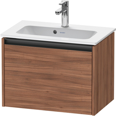 Duravit Ketho.2 Wastafelonderbouwkast - met 1 lade - 61x39x44cm - met greep antraciet - noten mat