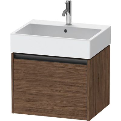 Duravit ketho meuble à 2 vasques avec 1 tiroir 58.4x46x44cm avec poignée anthracite noyer foncé mate