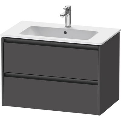 Duravit Ketho 2 wastafelonderbouwkast met 2 laden 81x48x55cm met grepen antraciet grafiet mat