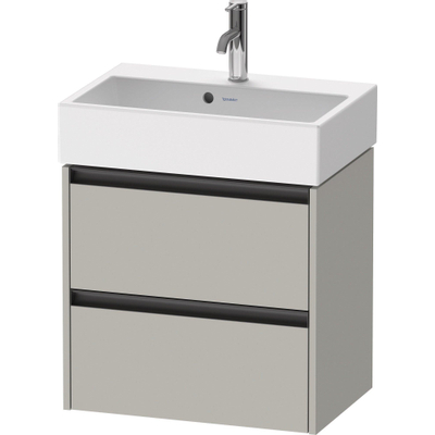 Duravit Ketho 2 Meuble sous-lavabo - 2 tiroirs - 58.4x39x54.9cm - poignées anthracite - gris béton mat