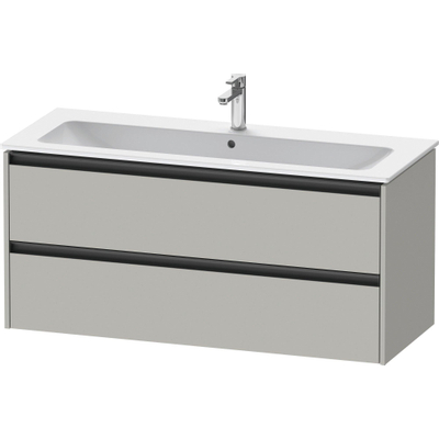 Duravit Ketho 2 meuble sous-lavabo avec 2 tiroirs pour lavabo simple 121x48x55cm avec poignées anthracite gris béton mat
