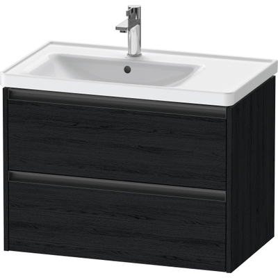 Duravit Ketho 2 Meuble sous-vasque avec 2 tiroirs pour vasque à poser à gauche 78,4x45,5x54,9cm avec poignées chêne noir mat anthracite