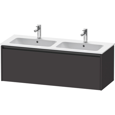 Duravit Ketho 2 meuble sous lavabo avec 1 tiroir pour double lavabo 128x48x44cm avec poignée anthracite graphite supermat