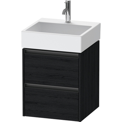 Duravit Ketho.2 Wastafelonderbouwkast - met 2 laden - 48.4x46x54.9cm - met grepen antraciet - eiken zwart mat