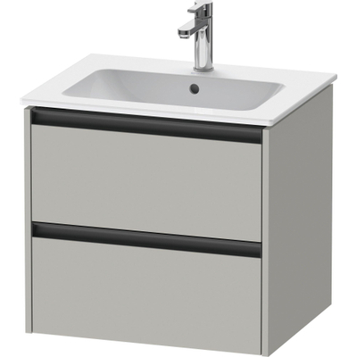 Duravit Ketho.2 Wastafelonderbouwkast - met 2 laden - 61x48x55cm - met grepen antraciet - betongrijs mat