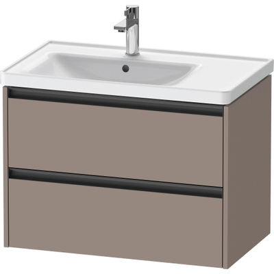 Duravit Ketho.2 Wastafelonderbouwkast - met 2 laden - voor waskom links - 78.4x45.5x54.9cm - met grepen antraciet - basalt mat