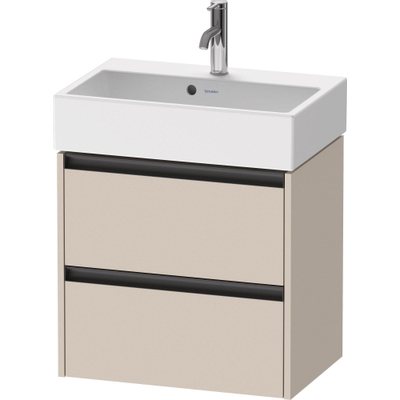 Duravit Ketho.2 Wastafelonderbouwkast - met 2 laden - 58.4x39x54.9cm - met grepen antraciettaupe - mat taupe