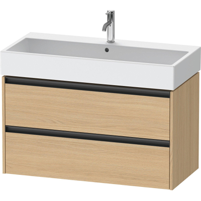 Duravit ketho meuble à 2 vasques et 2 tiroirs 98.4x46x54.9cm avec poignées anthracite chêne naturel mat