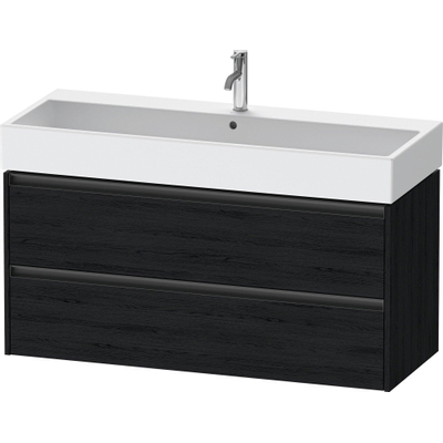 Duravit Ketho 2 meuble bas pour lavabo avec 2 tiroirs pour lavabo simple 118.4x46x54.9cm avec poignées chêne anthracite noir mat