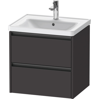 Duravit Ketho.2 Wastafelonderbouwkast - met 2 laden - 58.4x45.5x54.9cm - met grepen antracietgrafiet - supermat grafiet (grijs)