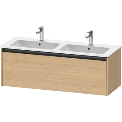 Duravit Ketho 2 wastafelonderbouwkast met 1 lade voor dubbele wastafel 128x48x44cm met greep antraciet natuur eiken mat