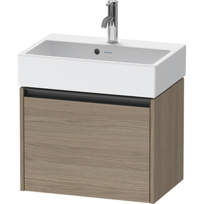 Duravit ketho meuble à 2 vasques avec 1 tiroir 58.4x39x44cm avec poignée chêne anthracite terra matt