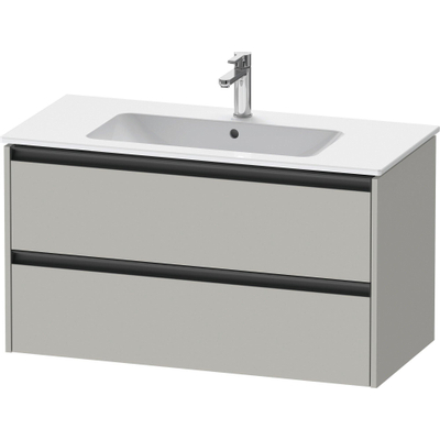 Duravit ketho 2 meuble sous lavabo avec 2 tiroirs 101x48x55cm avec poignées anthracite béton gris mat