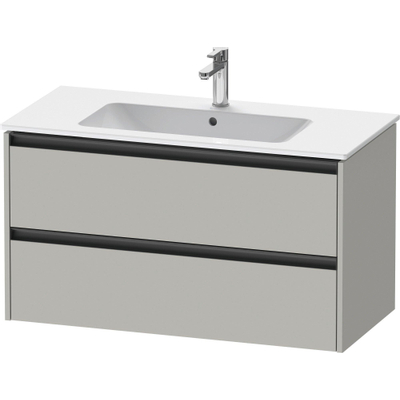 Duravit Ketho.2 Wastafelonderbouwkast - met 2 laden - 101x48x55cm - met grepen antraciet - betongrijs mat