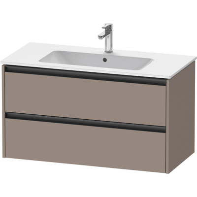 Duravit Ketho.2 Wastafelonderbouwkast - met 2 laden - 101x48x55cm - met grepen antraciet - basalt mat