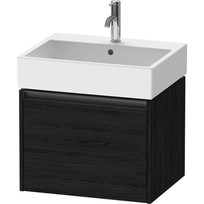 Duravit Ketho.2 Wastafelonderbouwkast - met 1 lade - 58.4x46x44cm - met greep antraciet - eiken zwart mat