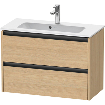 Duravit ketho 2 meuble sous lavabo avec 2 tiroirs 81x39x54,9cm avec poignées anthracite chêne naturel mat