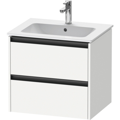 Duravit ketho 2 meuble sous lavabo avec 2 tiroirs 61x48x55cm avec poignées anthracite blanc mat