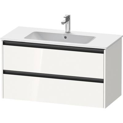 Duravit ketho 2 meuble sous lavabo avec 2 tiroirs 101x48x55cm avec poignées anthracite blanc brillant