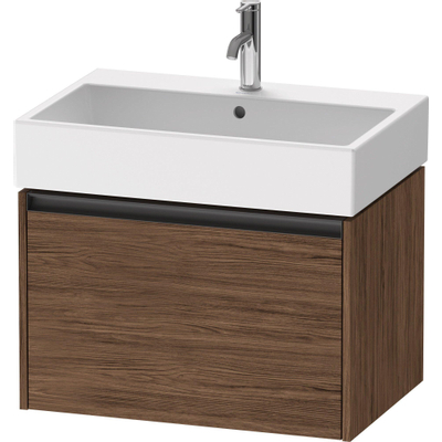 Duravit ketho meuble à 2 vasques avec 1 tiroir 68.4x46x44cm avec poignée anthracite noyer foncé mate