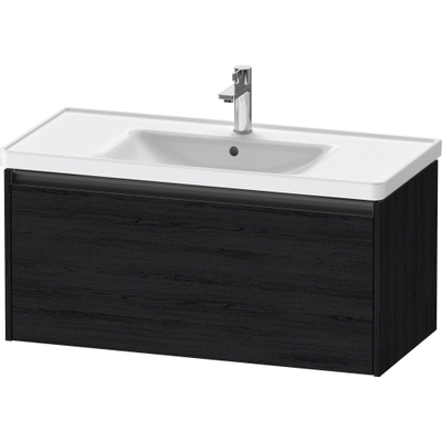 Duravit Ketho.2 Wastafelonderbouwkast - met 1 lade - 98.4x45.5x44cm - met greep antraciet - eiken zwart mat