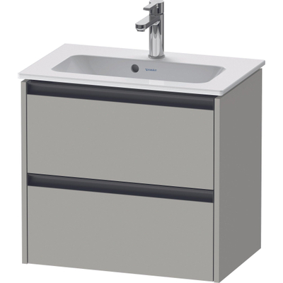 Duravit ketho 2 meuble sous lavabo avec 2 tiroirs 61x39x54.9cm avec poignées gris anthracite béton mat