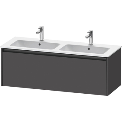 Duravit Ketho.2 Wastafelonderbouwkast - met 1 lade - voor dubbele wastafel - 128x48x44cm - met greep antraciet - grafiet mat