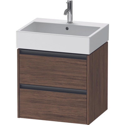 Duravit Ketho 2 meuble sous-lavabo - 2 tiroirs - 58.4x46x54.9cm - poignées anthracite - noyer foncé mat