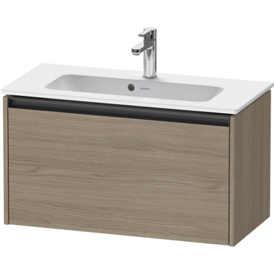 Duravit Ketho.2 Wastafelonderbouwkast - met 1 lade - 81x39x44cm - met greep antraciet - eiken terra mat
