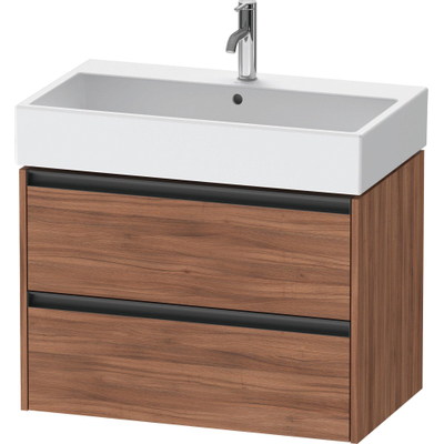 Duravit ketho meuble à 2 vasques avec 2 tiroirs 78.4x46x54.9cm avec poignées noyer anthracite mate