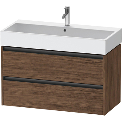 Duravit Ketho 2 wastafelonderbouwkast met 2 laden 98.4x46x54.9cm met grepen antraciet donker noten mat