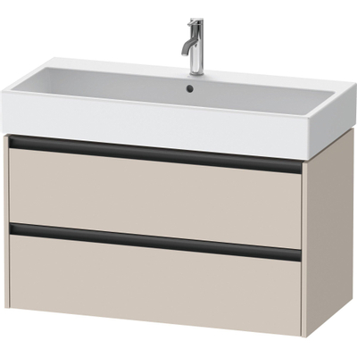 Duravit Ketho.2 Wastafelonderbouwkast - met 2 laden - 98.4x46x54.9cm - met grepen antraciet - taupe mat