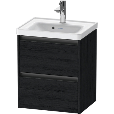 Duravit Ketho 2 Meuble sous-lavabo - 2 tiroirs - 48.4x37.5x54.9cm - poignées anthracite - chêne noir mat