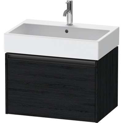 Duravit Ketho.2 Wastafelonderbouwkast - met 1 lade - 68.4x46x44cm - met greep antraciet - eiken zwart mat